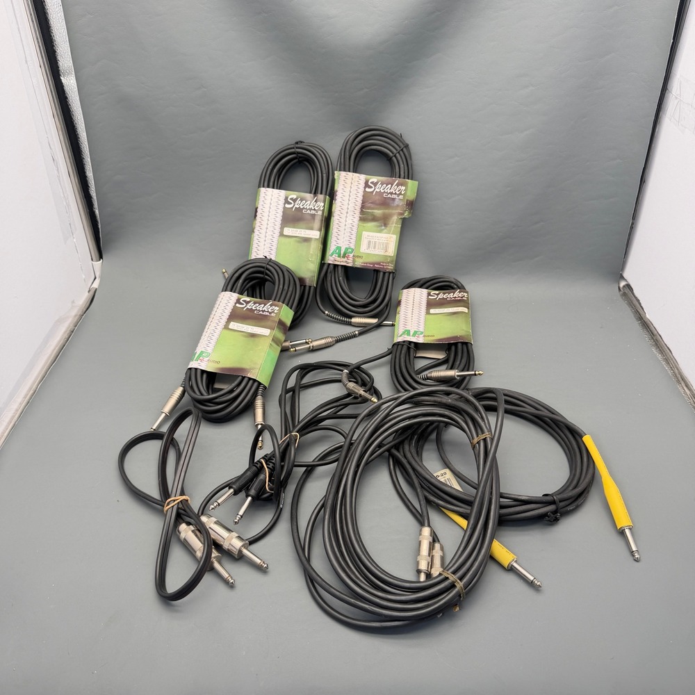 Lot of 8 AP Audio 16 Gauge 25 FT 1/4" Speaker Cables Metal Ends Cords